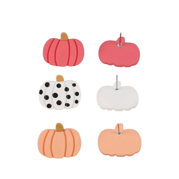 Pumpkin Stud Earrings ~ Set of 3 - Picture 2 of 3